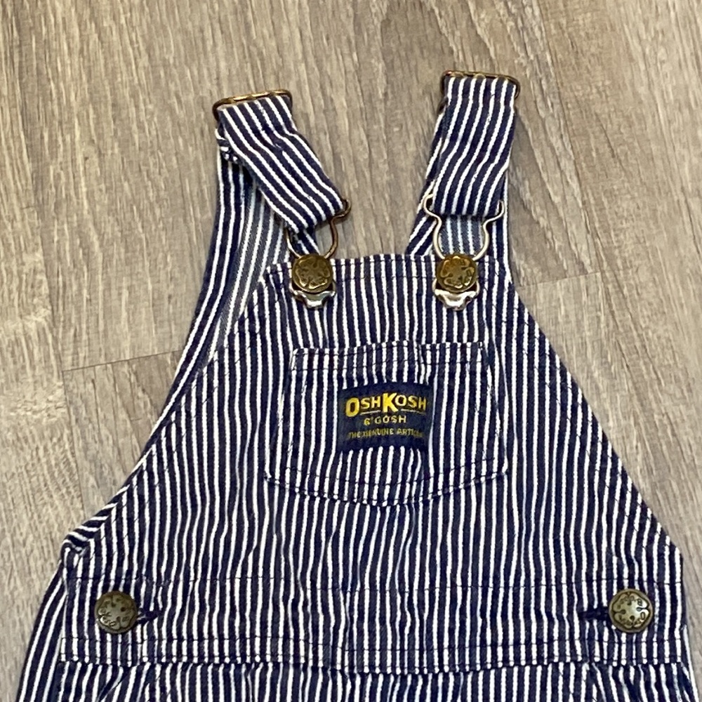 Vintage OshKosh B'gosh Blue Striped Kids Overalls - Picture 2 of 6